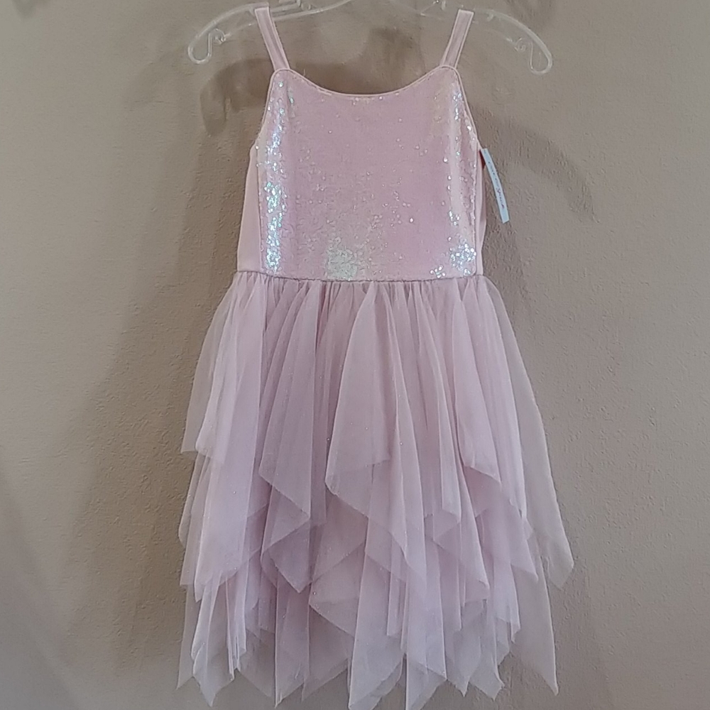 Cat & Jack Pink Sequin Tulle Layered Party Dress